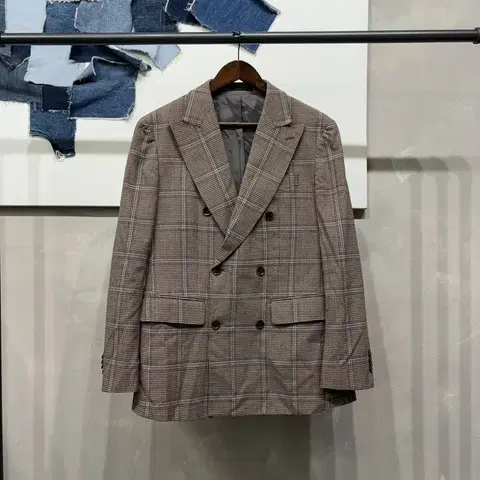 (105) 킨록앤더슨 캐주얼 더블버튼 체크 블레이저 자켓