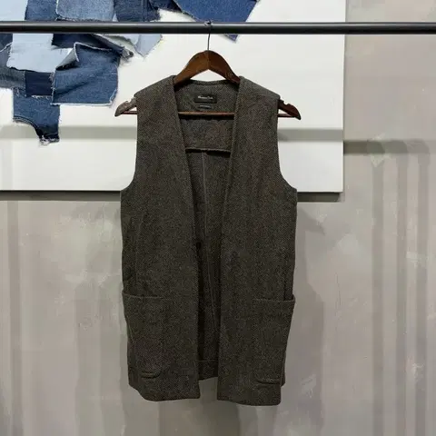 (95) 마시모두띠 여성 캐주얼 모직 투포켓 베스트 롱 조끼