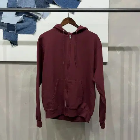 (100) 챔피온 스트릿 약기모 버건디 후드집업 자켓