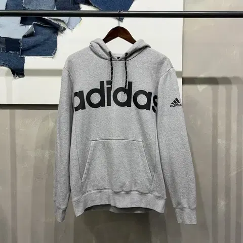 (105) 아디다스 스트릿 캐주얼 빅프린팅 기모 후드티