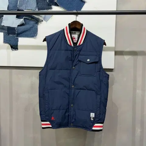(95) 르꼬끄 스트릿 캐주얼 네이비 패딩 조끼