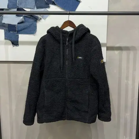 (100) 내셔널지오그래픽 캐주얼 와펜 양털 후리스 후드집업 자켓