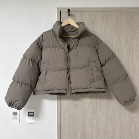 크롭숏패딩 카키브라운