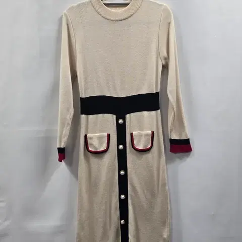 1345 아이보리 니트 롱 원피스 단추 포인트 F