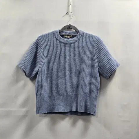 0344 re fleur 르플뢰르 골지 니트 반팔 상의 퍼플그레이 F