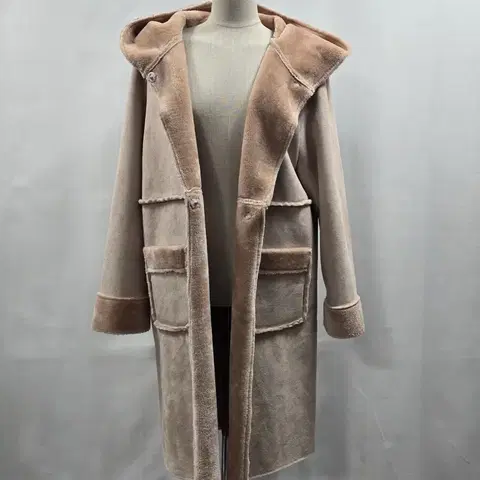 1739 GRL 후드 무스탕 다운핑크 코트