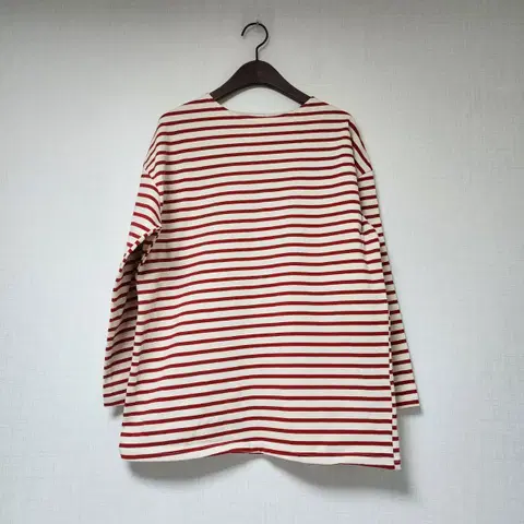 긴팔 스트라이프 티셔츠 레드/아이보리