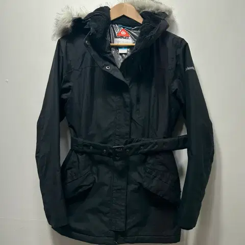 컬럼비아 여성 블랙 후드 퍼 패딩 S