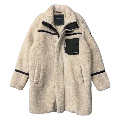 내셔널지오그래픽 베이지 양털 뽀글이 후리스 코트 S
