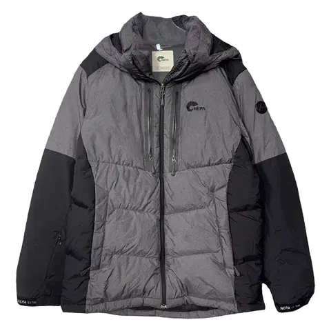 네파 그레이 로고 구스다운 패딩 100