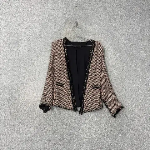 자라 체크 트위드 자켓 XS