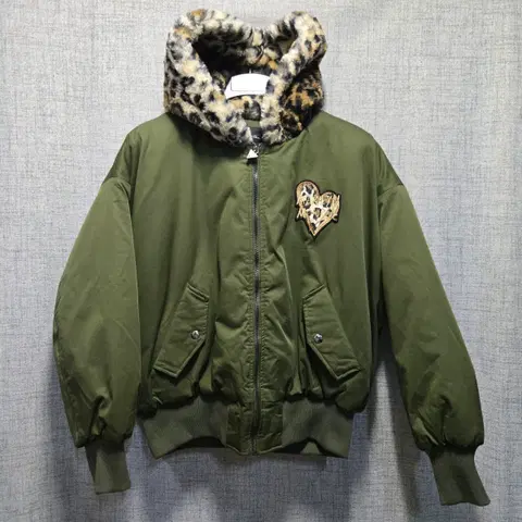 게스 마릴린 레오파드 패딩 봄버 점퍼 s