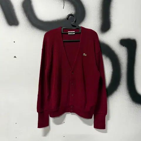 라코스테 00s 원 포인트 울 가디건 버건디