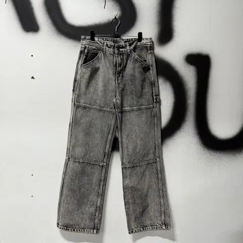 메종미네드 워싱 디테일 카고 카펜터 와이드 데님 팬츠