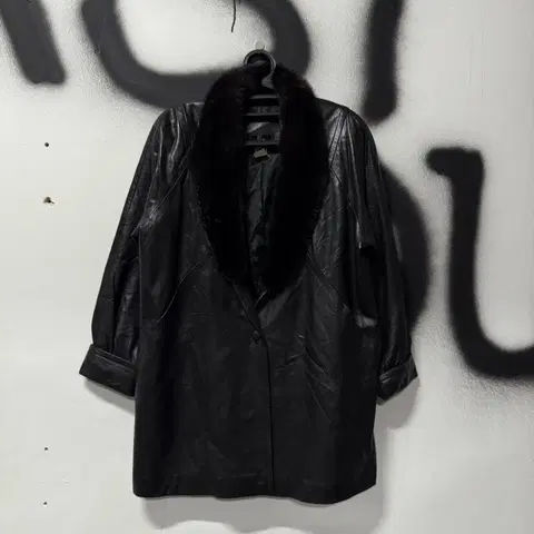 VTG 빈티지 퍼 트리밍 100% 쉽스킨 양가죽 싱글 코트 자켓