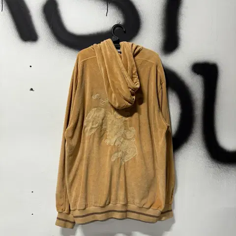 Sean John 빅사이즈 션존 풀 자수 디테일 벨벳 집업 후디 카멜