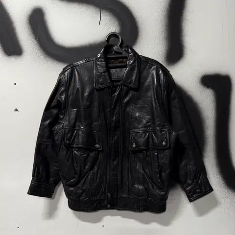 VTG 빈티지 100% 소가죽 리얼레더 싱글 블루종 자켓