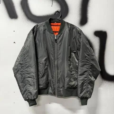 로스코 빅사이즈 리버시블 ma-1 플라이트 봄버 자켓 세이지그린