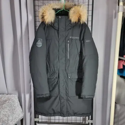 디스커버리 미드 패딩 남성 구스 다운 파카 점퍼 블랙 105