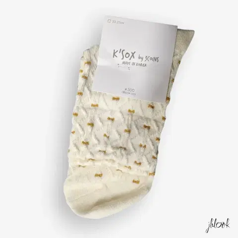 k 국산 리본 패턴 주름양말