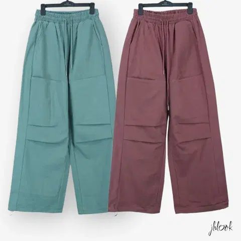 메종 피치기모 밴딩 무릎핀턱 파라슈트팬츠