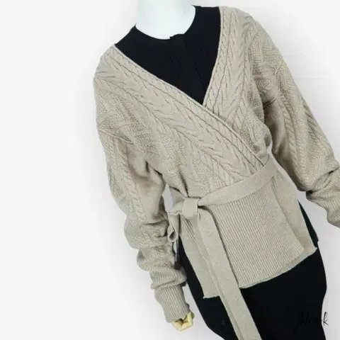 이매진 꽈배기 랩 울가디건 케이블 패턴