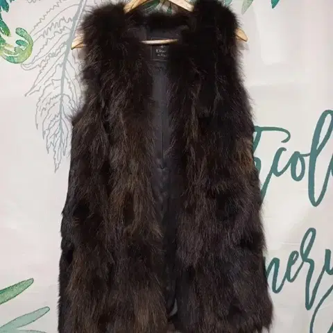 진도모피/라쿤+토끼털 조끼