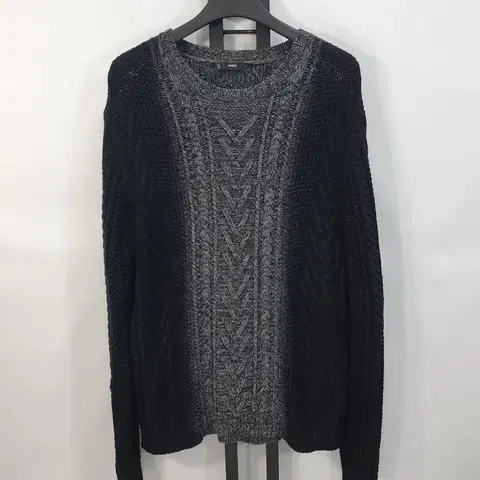 빈스 꽈베기 니트 케이블 울 캐시미어 스웨터 그레이 블랙 m