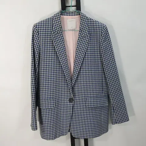 산드로 자켓 깅엄체크 블레이저 블루 38
