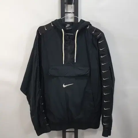 나이키 아노락 빅스우시 사이드 테이프드 바람막이 우븐 자켓 블랙 m