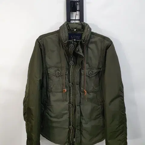 아르마니 진스 경량 패딩 투포켓 자켓 야상 점퍼 카키 s