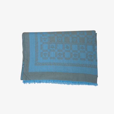 베르사체 블루 울 실크 숄 머플러 (made in italy)