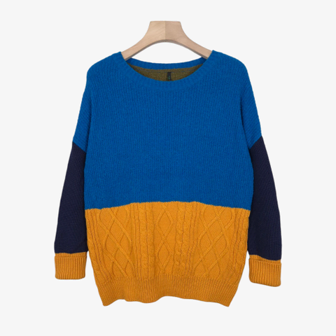 [Free] 베네통 컬러 배색 루즈핏 울 니트