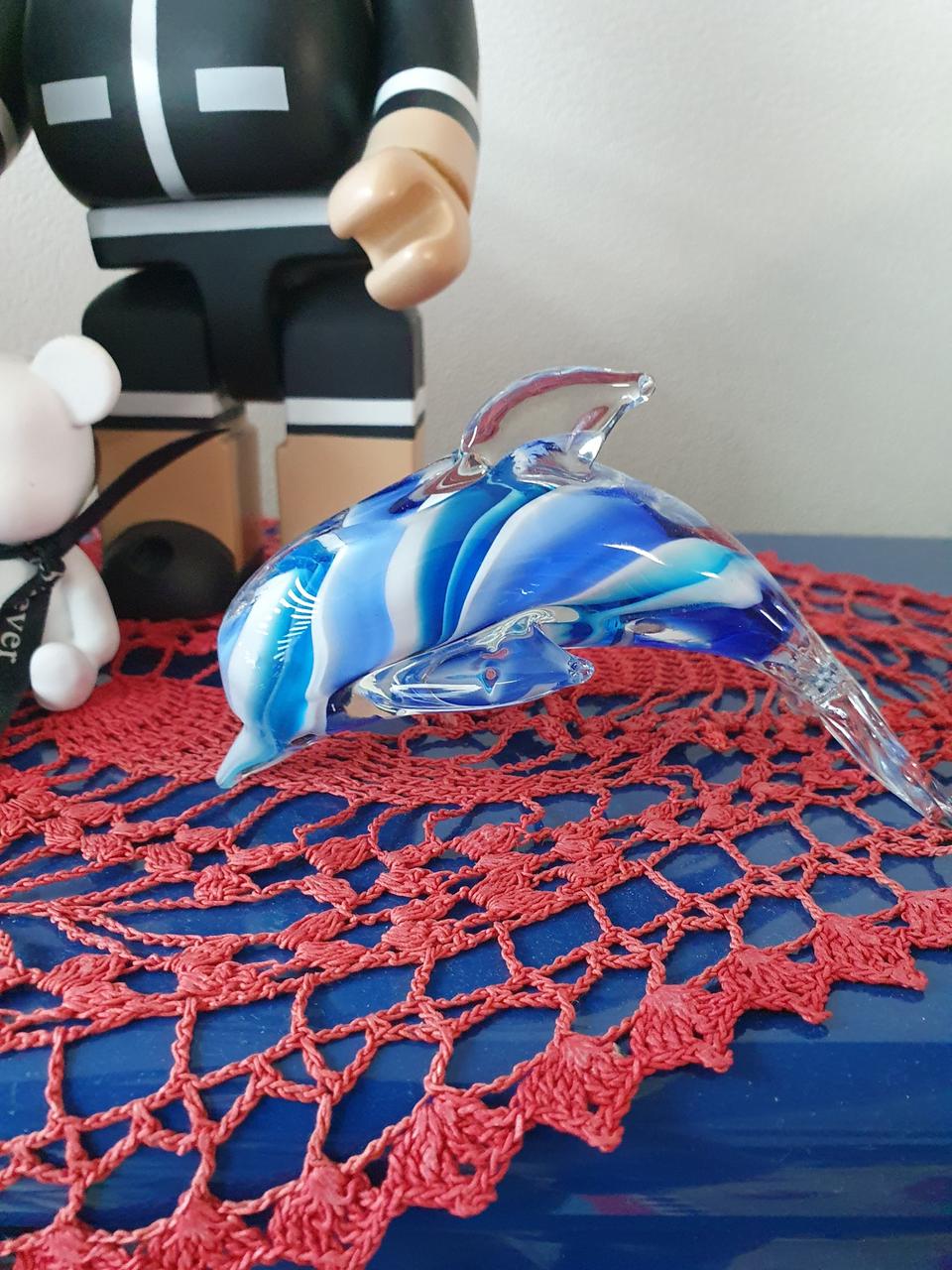 빈티지 레트로 블루돌핀 유리 장식