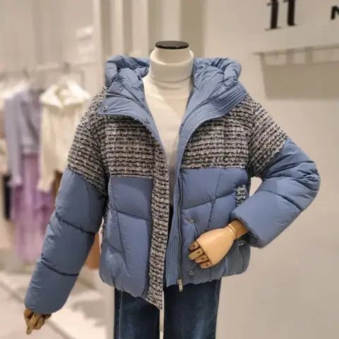 잇미샤 트위드 스트링 구스 패딩 55