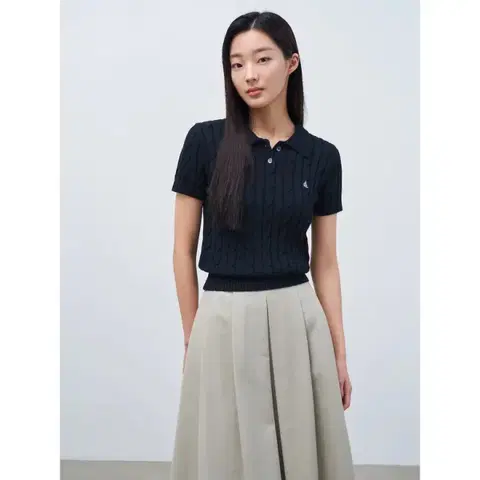 24 빈폴 레이디스 케이블 반팔 니트 100