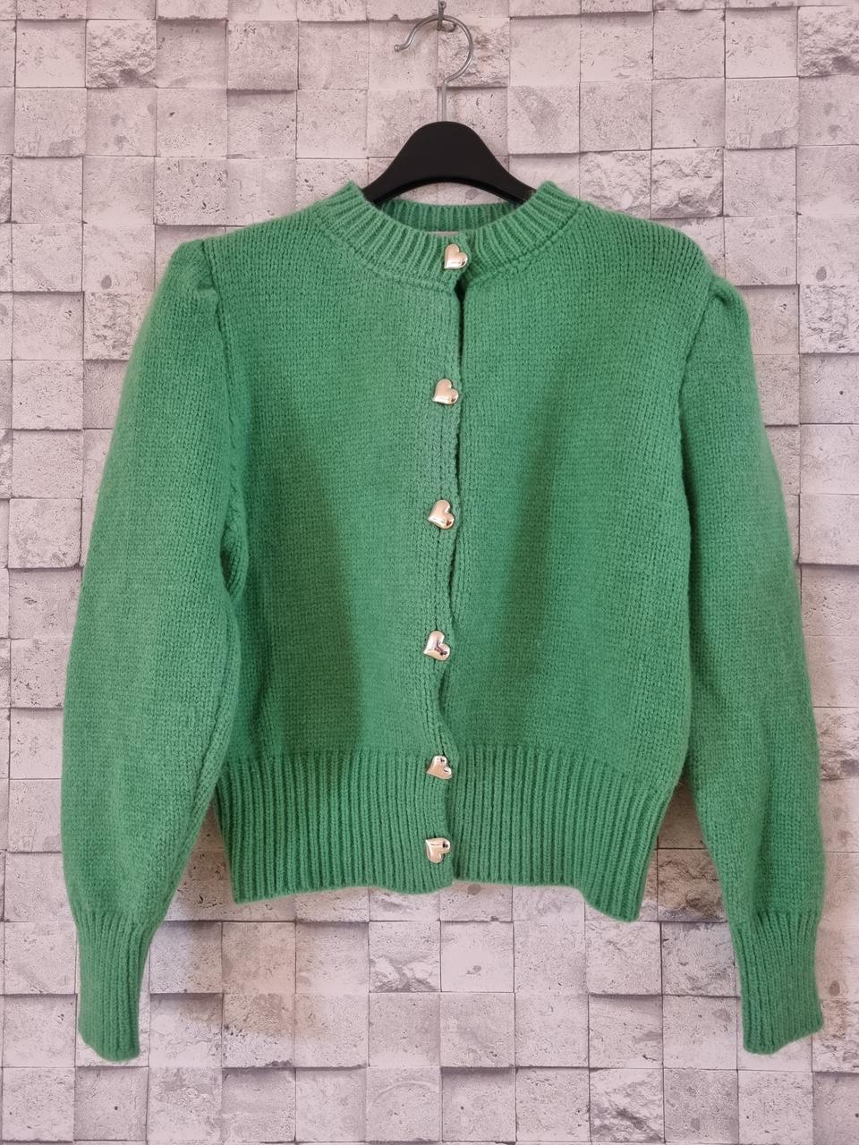 바닐라비 연두빛그린 니트 숏 가디건