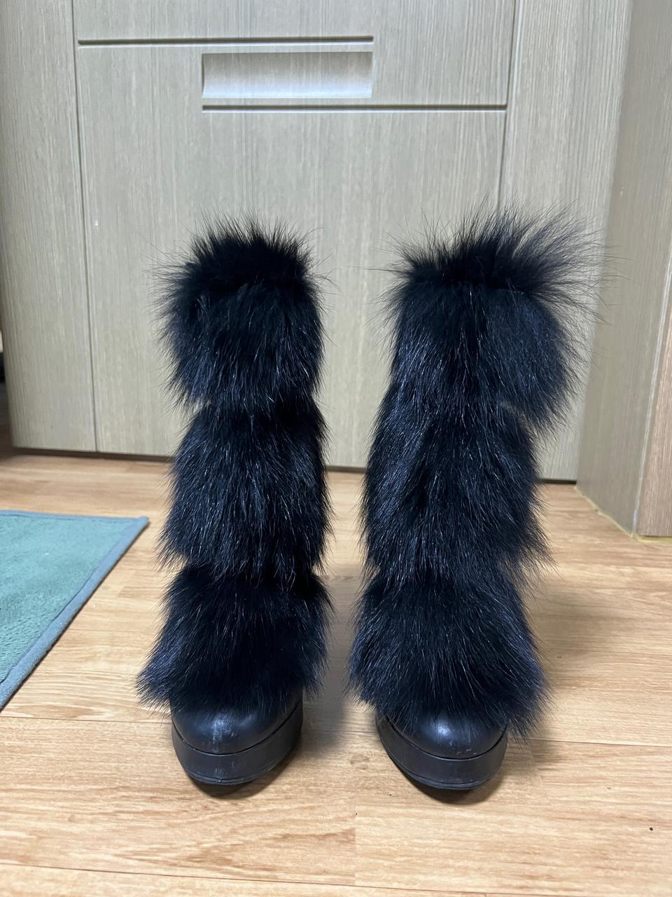 퍼 트리밍 앵클 부츠 37.5