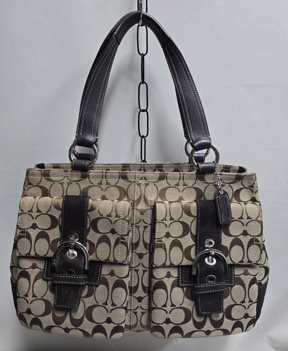 코치 자가드. 스웨이드 숄더백(보부상백)