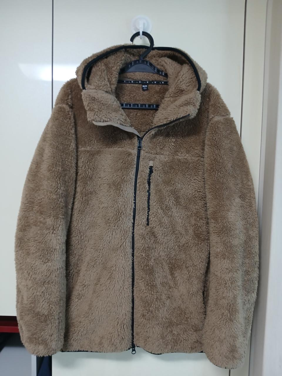 유니클로 후리스 후드 자켓 브라운 색상 100