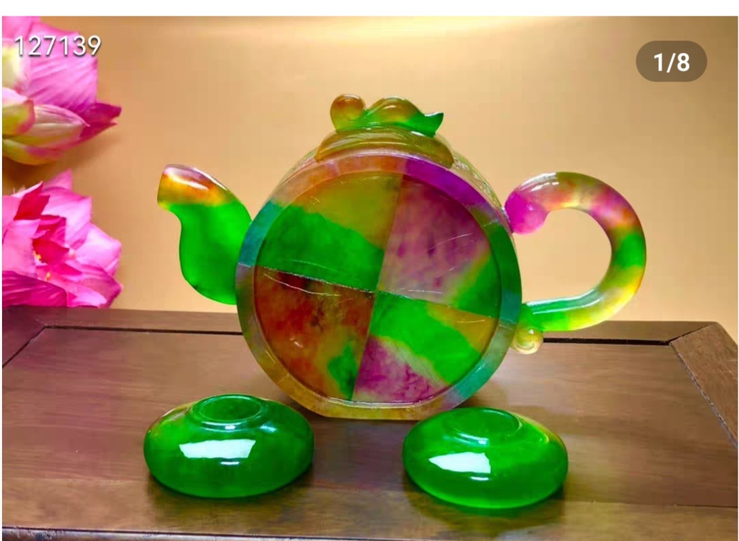 다색 비취 주전자 세트