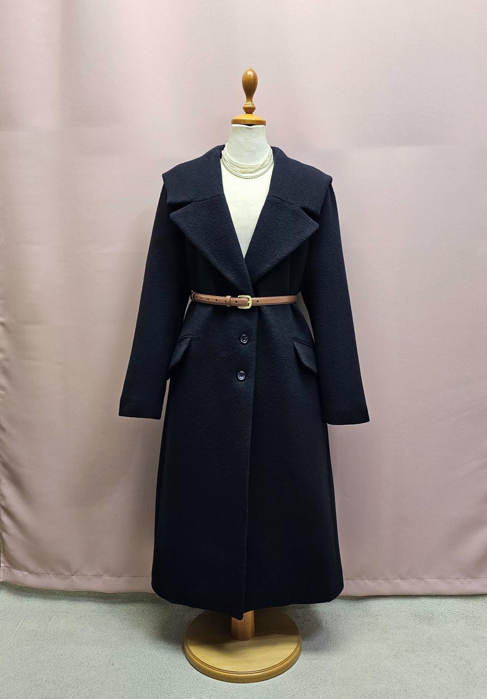코르카 네이비 세일러카라 울 롱코트(무료배송)