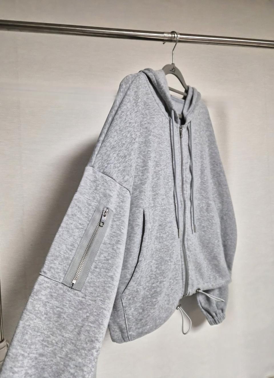 미착용 프리)박시핏 기모 후드집업