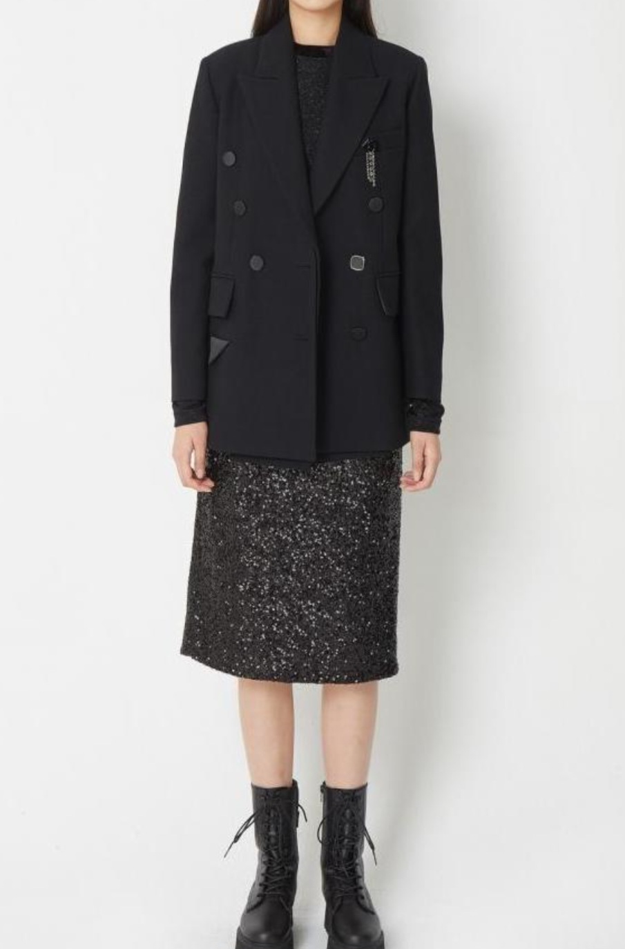 럭키슈에뜨 스커트 36 스팽글 H라인