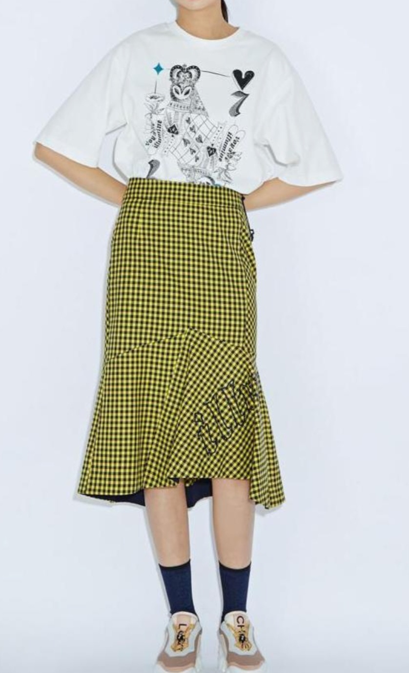 럭키슈에뜨 스커트 36  55사이즈, 메메이드, 체크, 세트