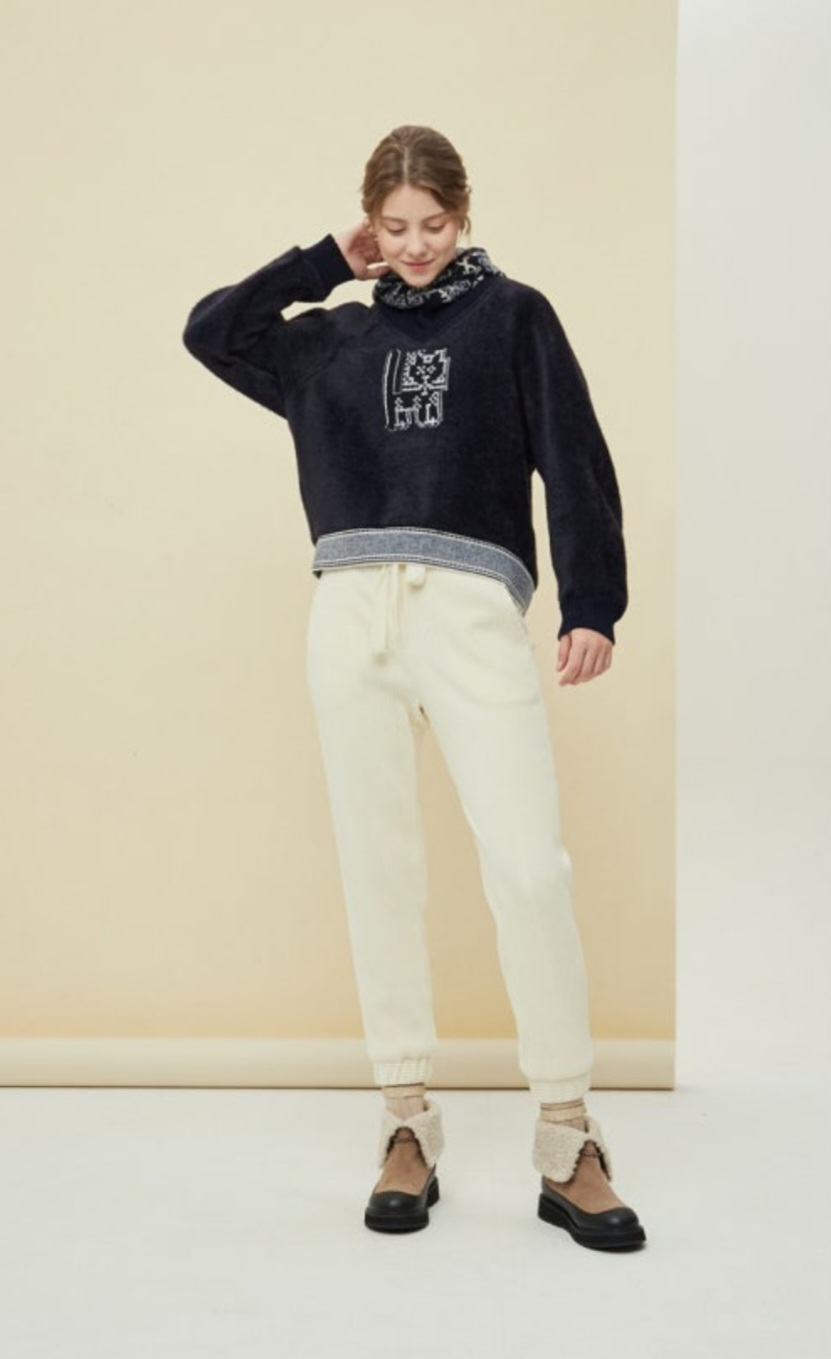 (스모크블루 색상 판매)오즈세컨 허리배딩 코듀로이 조거팬츠 44사이즈