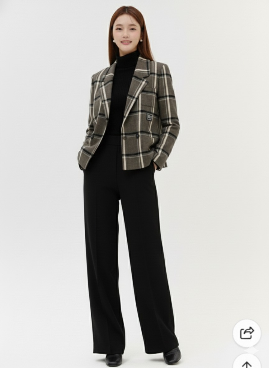 잇미샤 백오픈 체크자켓 55사이즈