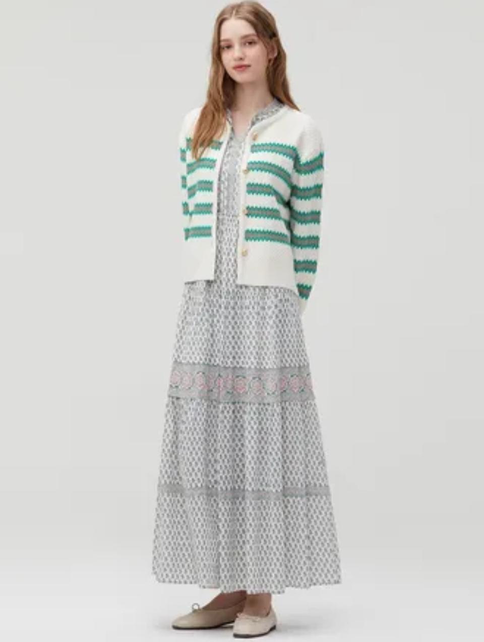 써스데이아일랜드 2023 바스켓 단가라 니트 가디건 S사이즈