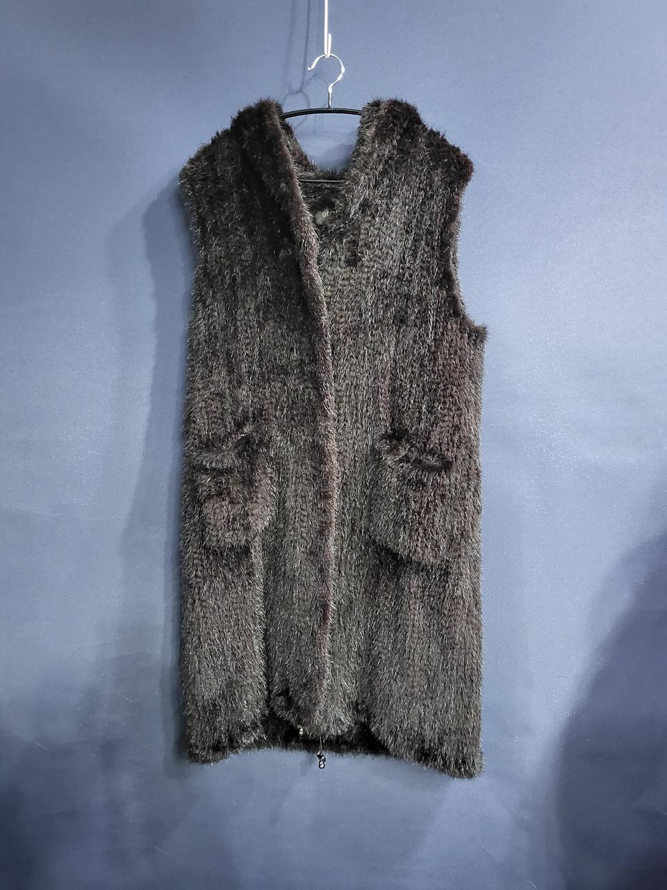 데시데 후드 밍크 롱베스트