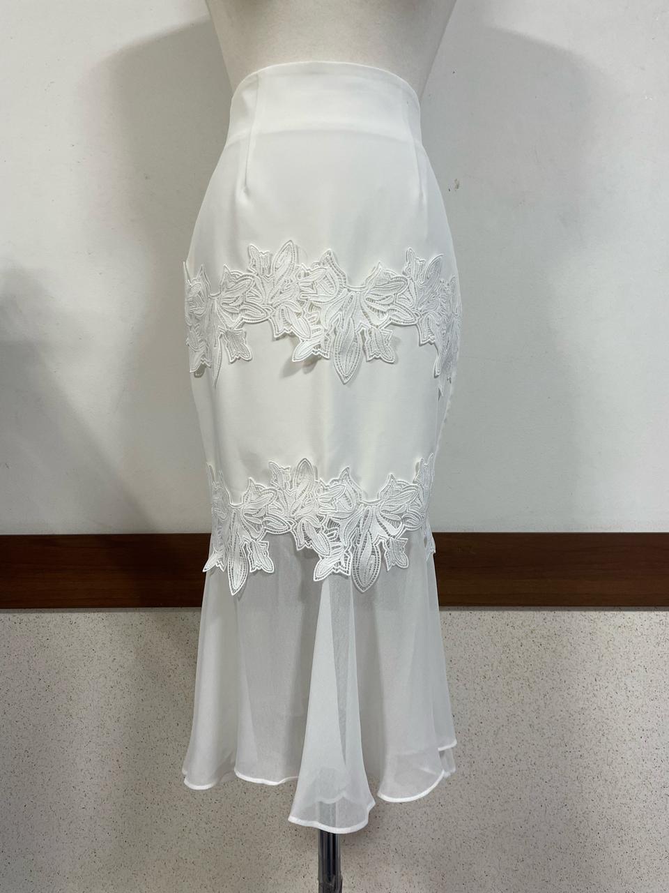 특가새)쉬폰배색 자수 스커트.롱 스커트.머메이드